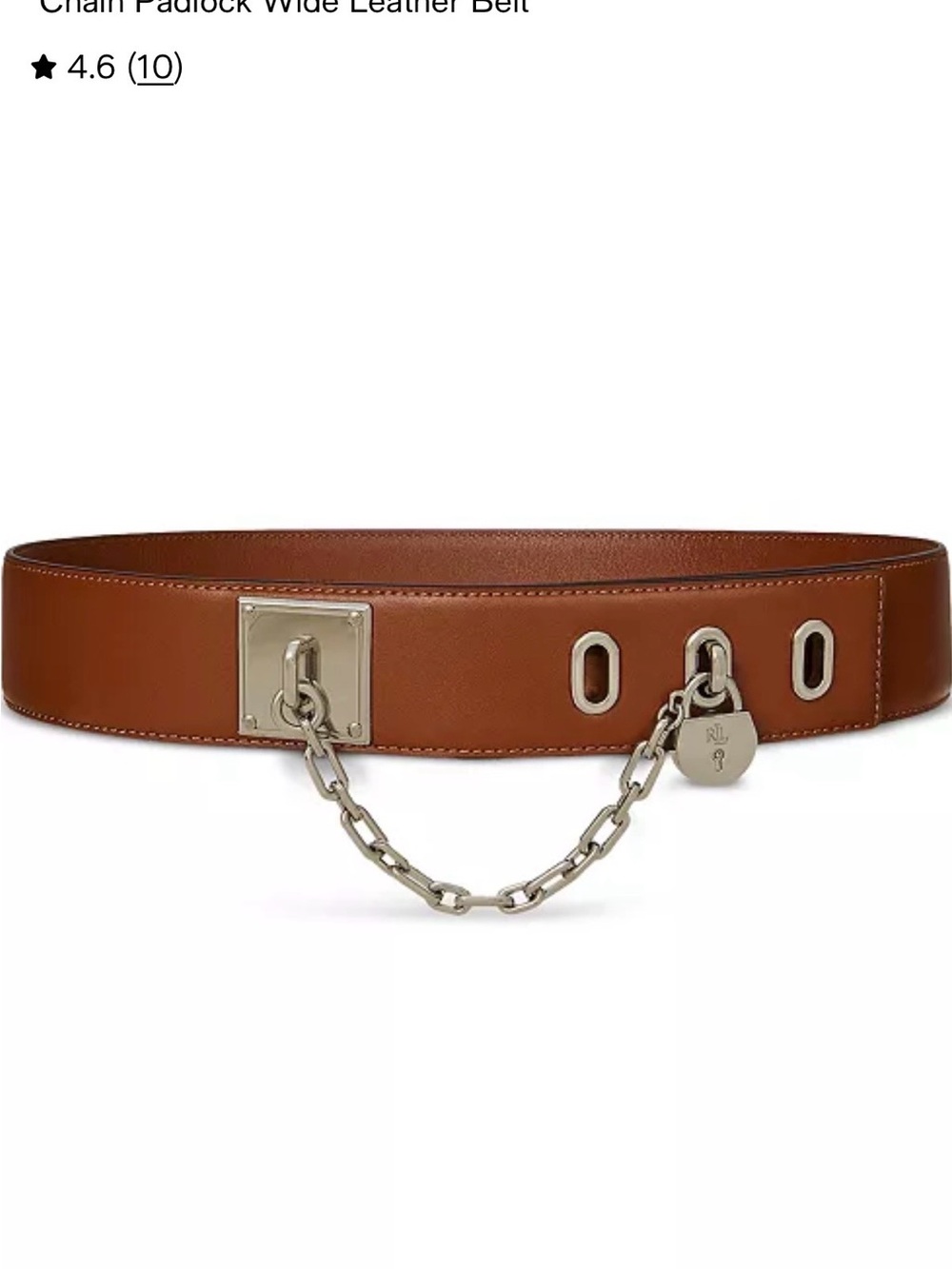 Ralph Lauren Wide Leather Belt with Silver Chain and Padlock Size S